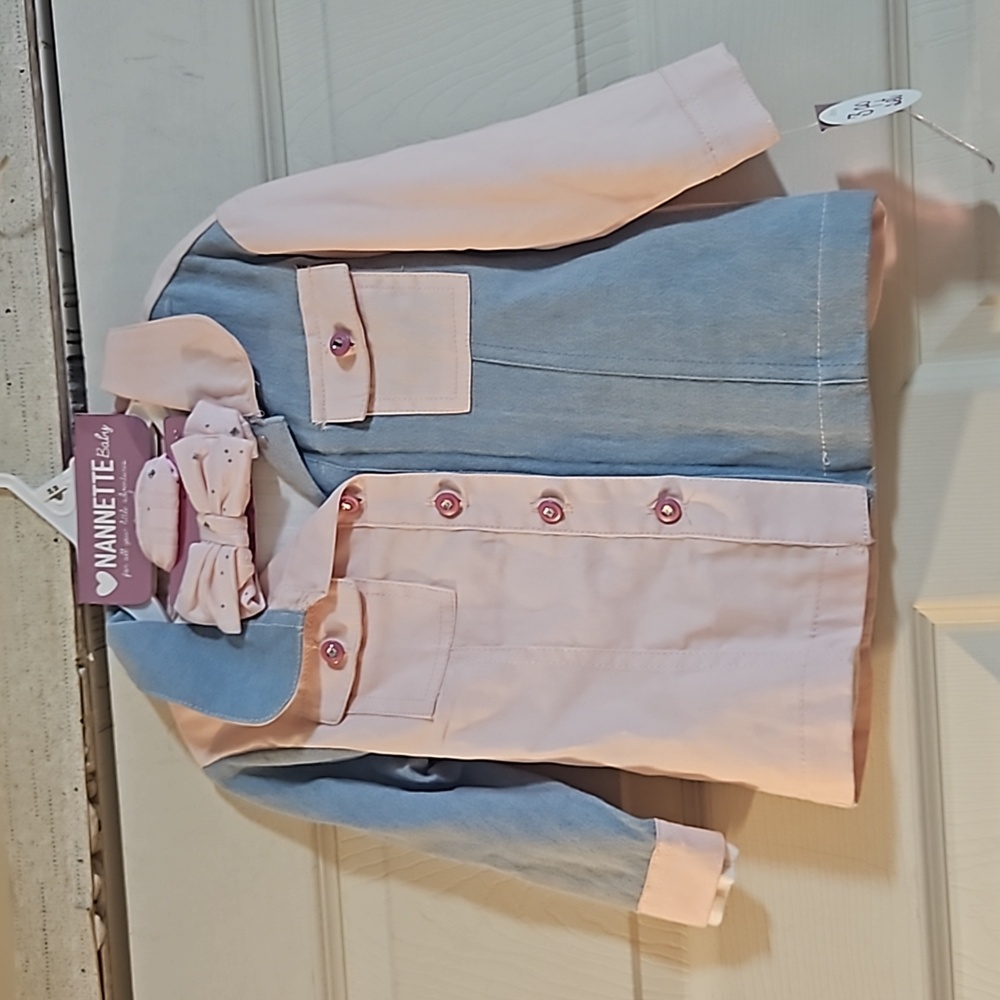 NANNETTE BABY 3 PIECE SET: JACKET/SHIRT/HAIR ACCESSORY:NWT: 24 MTH